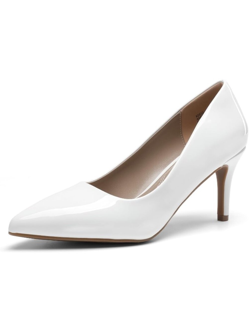Women's White Faux Leather High Stiletto Closed Toe Pointed Toe Pumps Heels